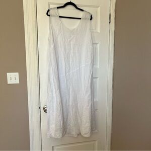Eileen Fisher White Sleeveless Linen Maxi Dress